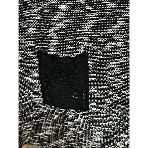 Women’s 9-HI5 StCL Anthropologie Textured Shift Dress Black Lace Sleeves Front P - Picture 3 of 6